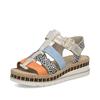 Rieker Multi Strap Low Wedge Sandal - Multi Print